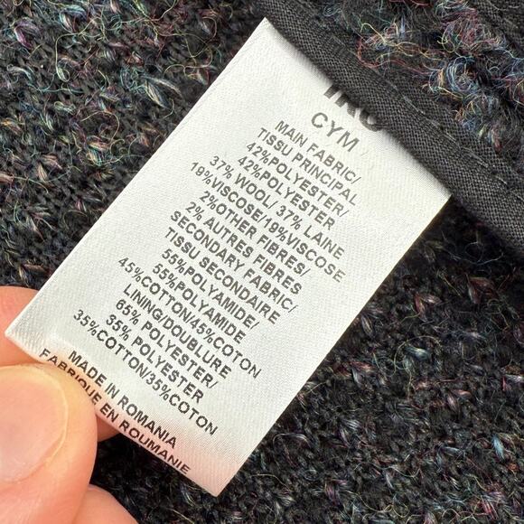 IRO Women's Cym Wool Blend Dark Gray/Navy Blue Tweed Jacket Blazer Size 4 - Picture 4 of 12